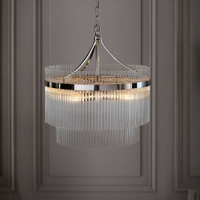 Luxia Torquay 5 Light Glass Chandelier Polished Nickel from B&Q