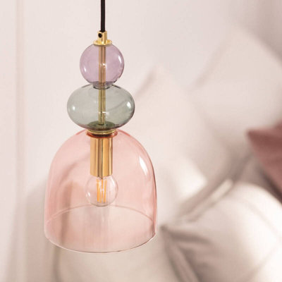 Edit Baudelaire Glass Ceiling Pendant Light Pink from B&Q