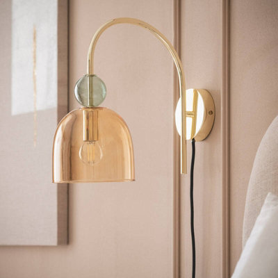 Edit Baudelaire Glass Wall Light Amber/green from B&Q