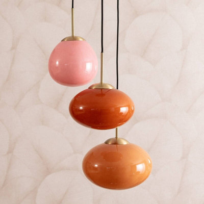 Edit Kurta Glass 3 Light Cluster Ceiling Pendant Pink from B&Q