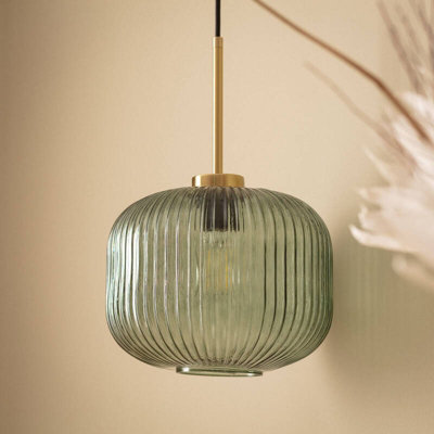 Edit Edwin Glass Ceiling Pendant Light Green from B&Q