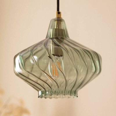 Edit Blas Glass Ceiling Pendant Light Olive Green from B&Q