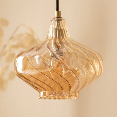 Edit Blas Glass Ceiling Pendant Light Amber from B&Q