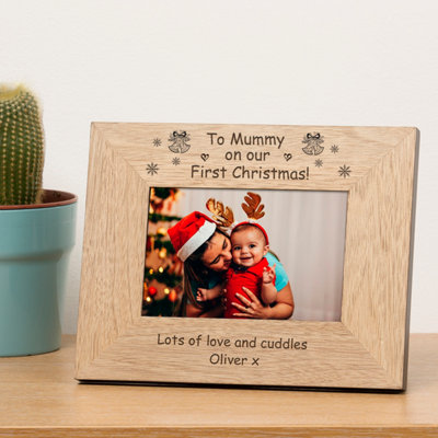  - Personalised To Mummy On Our First Christmas Wood Picture Frame 7 X 5