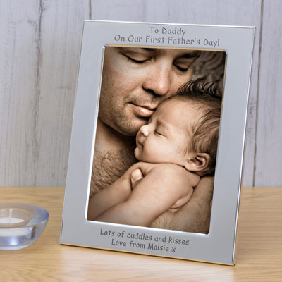  - Personalised To Daddy On Our First Father's Day Silver Plated 7 X 5 Picture Frame - Image 3