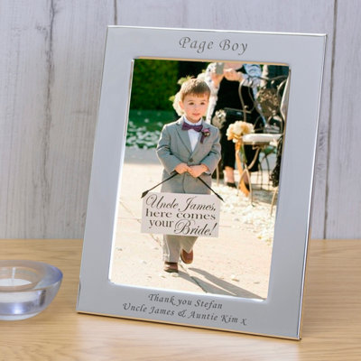 Uniqueful Personalised Page Boy Photo Frame - 7x5 Silver Plated Picture Frame with Engraved Message, Wedding Gift for Page Boy - Image 3