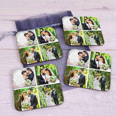  - Personalised Four Photo Upload Set Of 4 Coasters