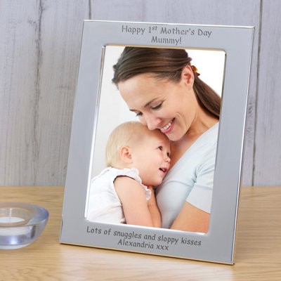  - Personalised Silver Plated Happy 1St Mother's Day Mummy Picture Frame 7 X 5 Inch