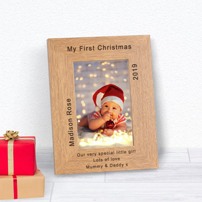  - Personalised My First Christmas Wood Picture Frame 6 X 4