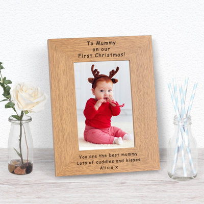  - Personalised To Mummy On Our First Christmas Wood Picture Frame 6 X 4