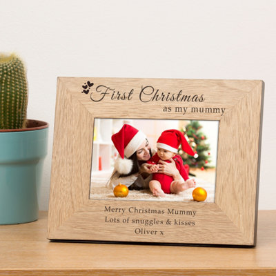  - Personalised First Christmas As My Mummy Wood Picture Frame 6 X 4