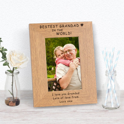  - Personalised Bestest Grandad In The World Wood Picture Frame 6 X 4