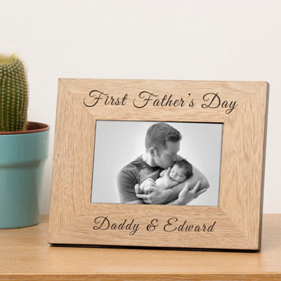  - Personalised First Father's Day Wood Picture Frame 6 X 4