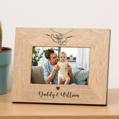  - Personalised Holding Hands Wood Picture Frame 6 X 4