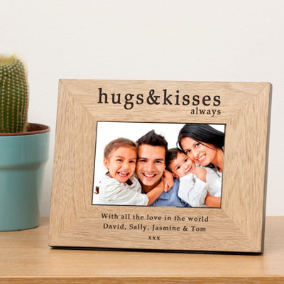  - Personalised Hugs And Kisses Always Wood Picture Frame 6 X 4 Inch - Image 3