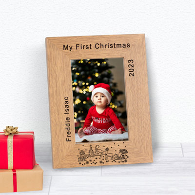  - Personalised My First Christmas Wood Picture Frame 7 X 5