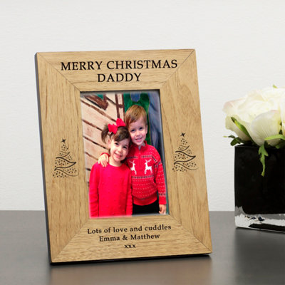  - Personalised Merry Christmas Wood Picture Frame 7 X 5 Inches