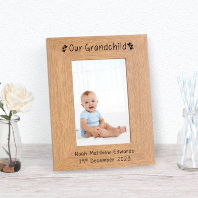  - Personalised Our Grandchild Wood Picture Frame 7 X 5 Inches