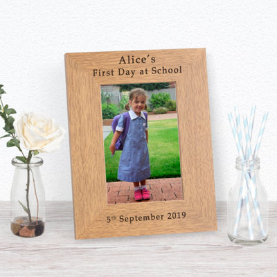  - Personalised First Day At School Wood Picture Frame 7 X 5