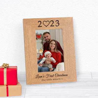  - Personalised Baby's First Christmas Wood Picture Frame 7 X 5