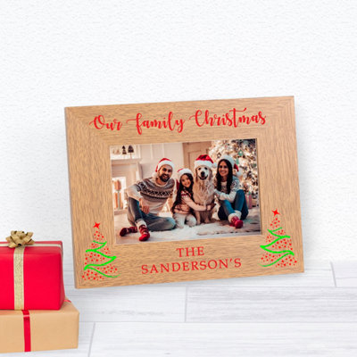  - Personalised Our Family Christmas Wood Picture Frame 7 X 5 Inch