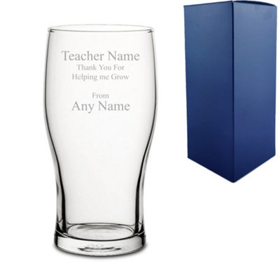  - Personalised Engraved Tulip Pint Glass Thank You For Helping Me Grow Design