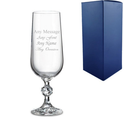  - Personalised Engraved 6Oz Crystal Champagne Flute Gift Boxed