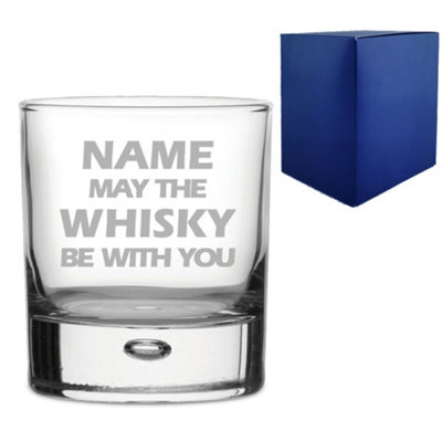  - Personalised May The Drink Be With You Engraved Novelty Whisky Tumbler Gift Box