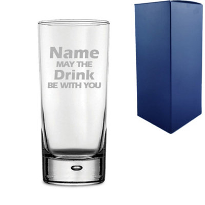  - Personalised Name May The Drink Be With You Novelty Hiball Tumbler Gift Box