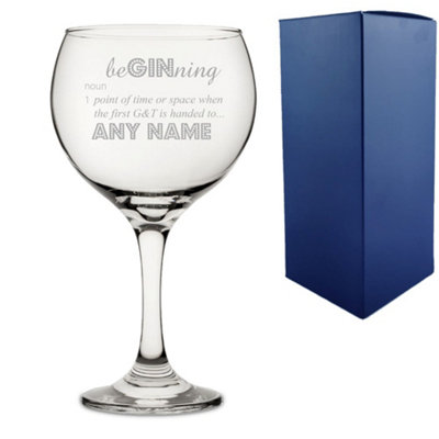  - Personalised Engraved Beginning Definition Novelty Gin Balloon Glass