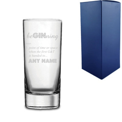  - Personalised Engraved Beginning Definition Novelty Gin Hiball Glass Gift Box