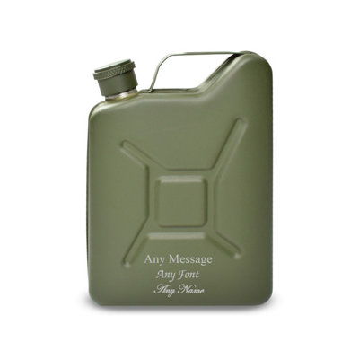  - Personalised Engraved Green Jerry Can Hip Flask