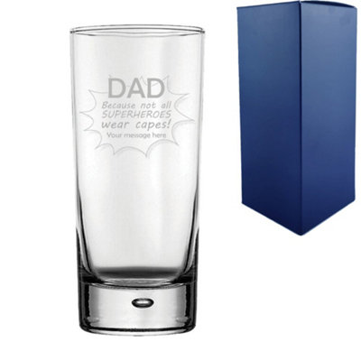  - Personalised Engraved Superhero Dad Bubble Hiball Glass