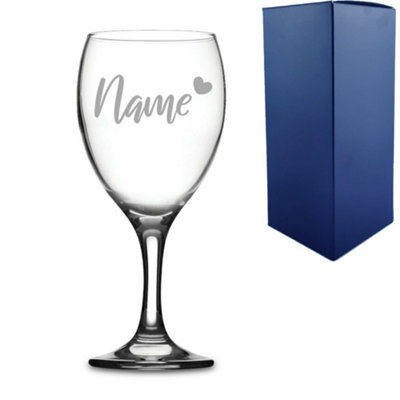  - Personalised Engraved Wine Glass With Heart Design