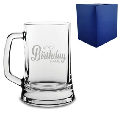  - Personalised Engraved Happy Birthday Name Design Tankard Tankard