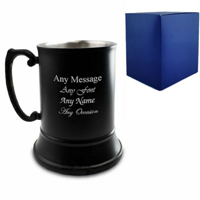  - Personalised Engraved Black Metal Tankard Gift Box