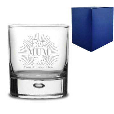  - Personalised Engraved Bubble Whisky Glass Tumbler Best Mum Ever Design