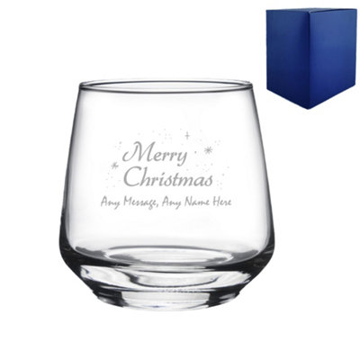  - Personalised Engraved Merry Christmas Tallo Tumbler Glass Gift Boxed