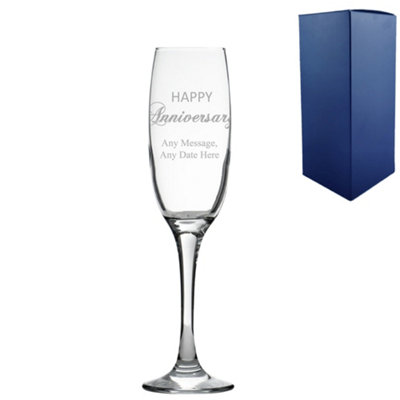  - Personalised Engraved Anniversary Champagne Flute Gift Boxed