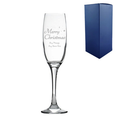  - Personalised Engraved Merry Christmas Champagne Flute Gift Boxed
