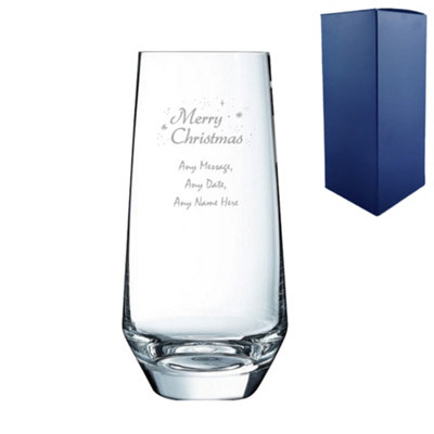  - Personalised Engraved Merry Christmas Lima Hiball Glass Gift Boxed