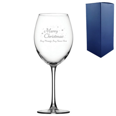  - Personalised Engraved Merry Christmas Enoteca Wine Glass Gift Boxed