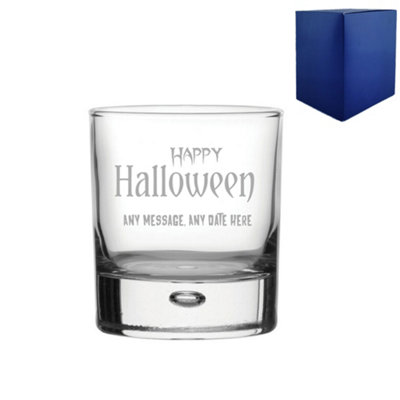  - Personalised Happy Halloween Bubble Engraved Whisky Gift Boxed