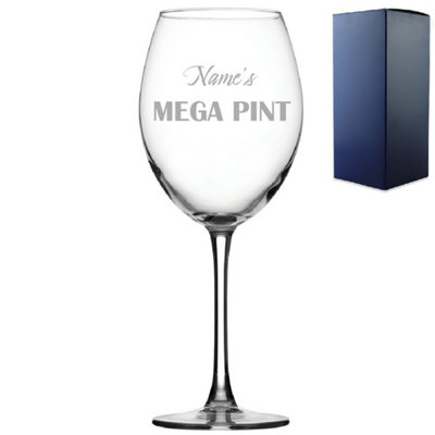  - Personalised Engraved Mega Pint Wine Glass Novelty Gift Bold Design