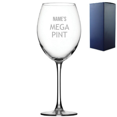  - Personalised Engraved Mega Pint Wine Glass Novelty Gift Modern Design