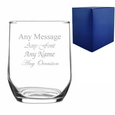 - Personalised Engraved Sude Whisky Glass Stemless Gin Tumbler