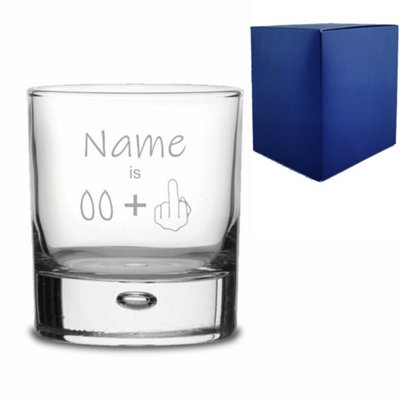  - Personalised Engraved Funny Bubble Whisky Glass Tumbler Age +1 Design
