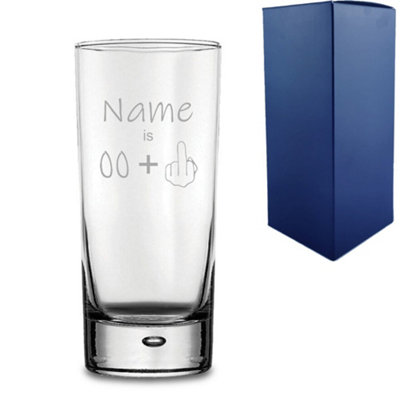  - Personalised Engraved Funny Bubble Hiball Glass Tumbler Name Age Plus 1 Design