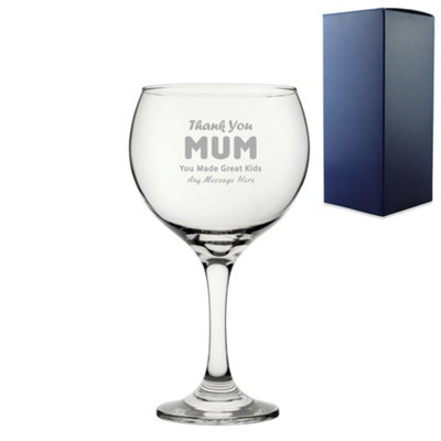  - Personalised Engraved Thank You Mum Design 22.5Oz Gin Glass