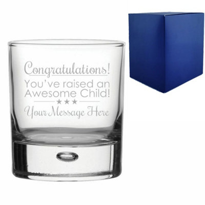  - Personalised Engraved Bubble Whisky Glass Graduation Gift For Parents Awesome Child